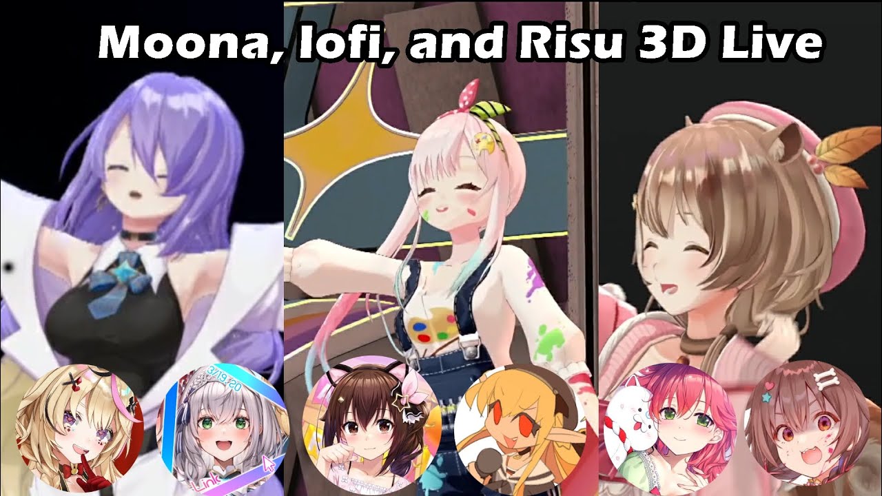 Polka, Noel, Sora, Flare, Miko and Korone React to Moona, Iofi, and Risu's 3D Performance