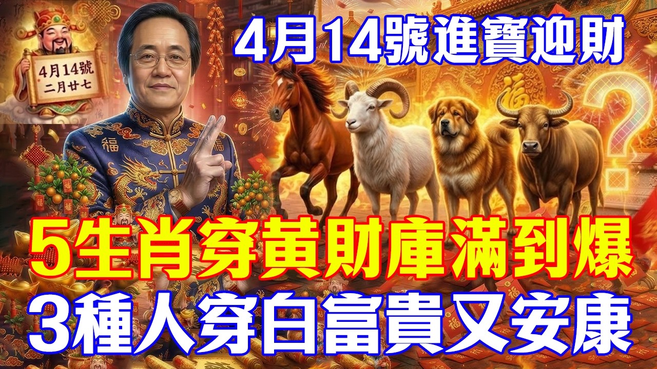 倪海厦：4月14號「進寶迎財」！5生肖穿黄，3種人穿白，忌穿破損衣物！把一整年的壞運都丟掉，2026年大吉大利！#倪海廈#赤馬紅羊劫#養生#國學#易經#清明#開運#招財#補財庫#風水#2026運勢