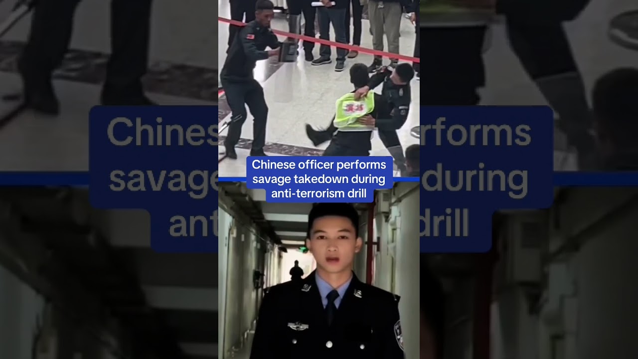 Chinese officer performs savage takedown during anti-terrorism drill