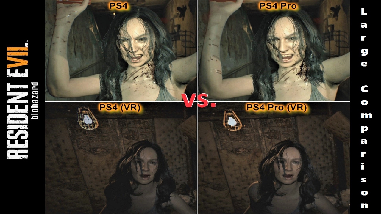 Resident Evil 7 | PS4 vs. PS4 Pro + VR Version | Large Graphics Comparison | 4K - 2160p