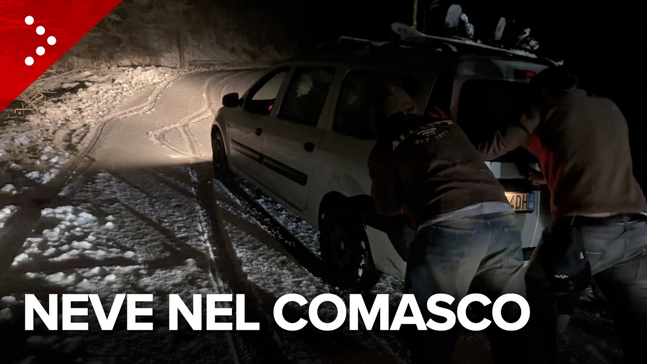 Neve sulla provincia di Como, automobilisti in difficoltà lungo la Sp44 imbiancata in zona Sormano