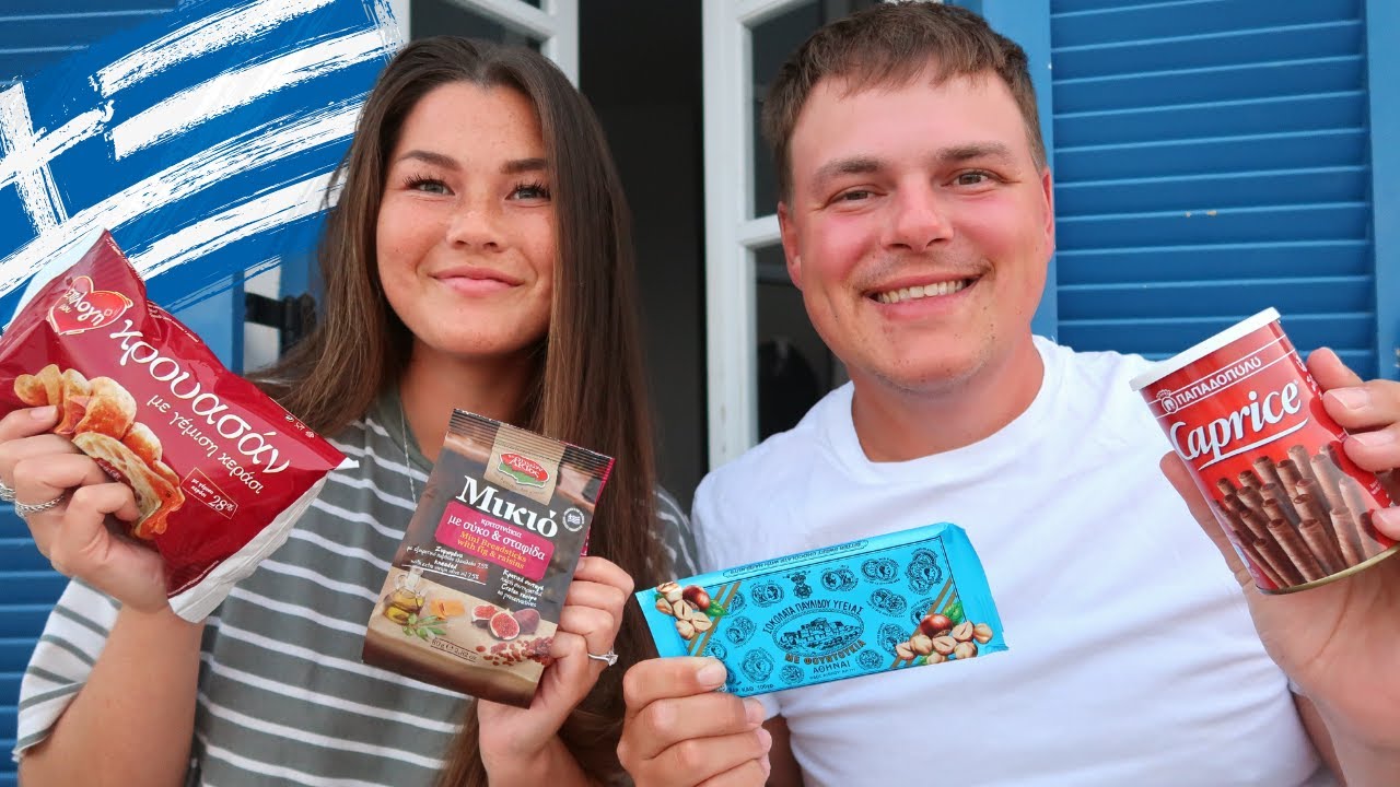 trying *GREEK* snacks!! | taste test in Greece 🇬🇷