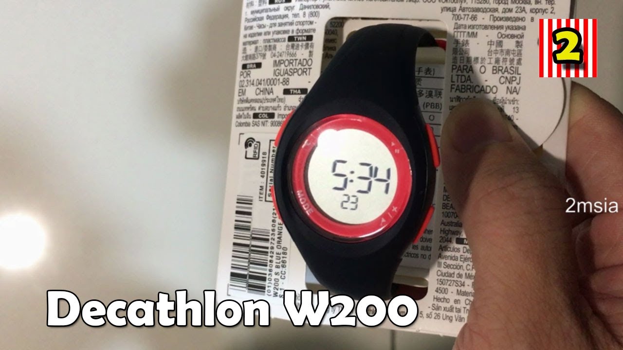 Decathlon W200 S 5 ATM Waterproof Sport Watch Black Orange