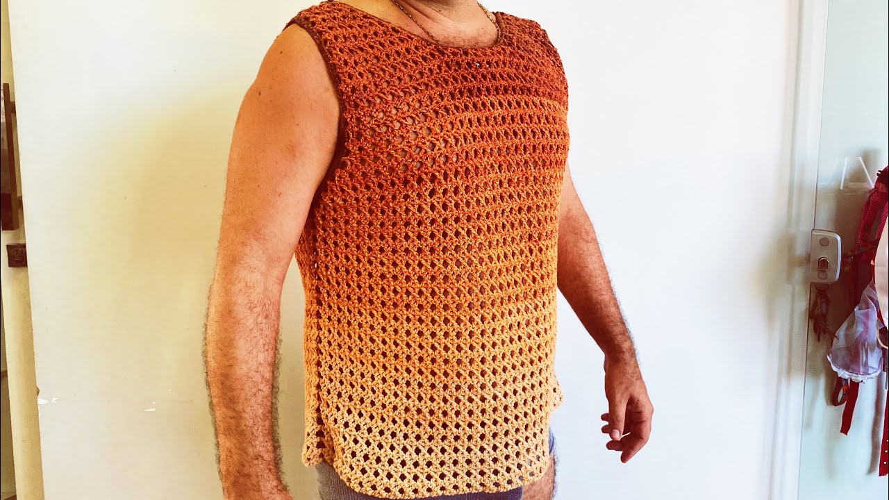 Regata Masculina De Crochê | Camiseta Masculina De Crochê | Passo a Passo Fácil De Fazer | DIY