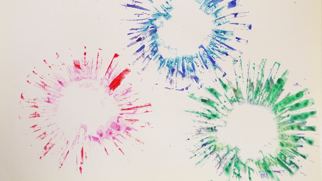 Buntes Feuerwerk malen | Farbexplosionen auf Papier tupfen und stempeln! | coole Geschenkidee
