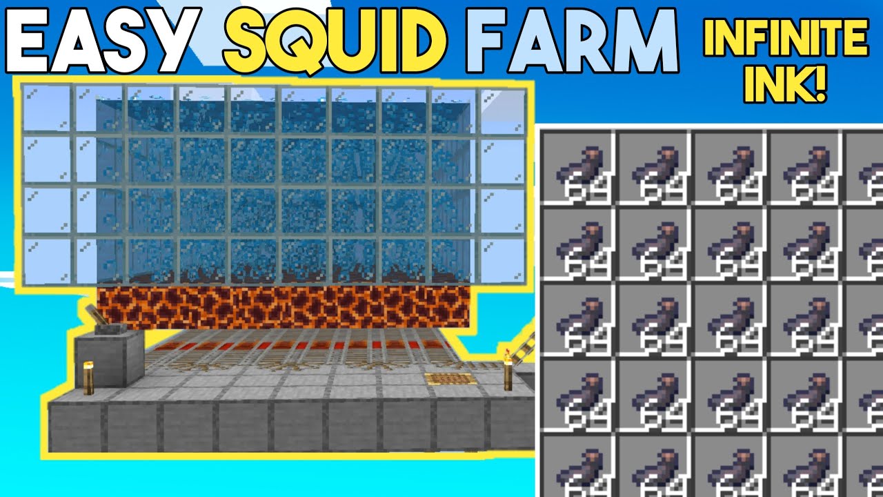 SUPER SIMPLE SQUID FARM |Minecraft Bedrock 1.20+ | Black Dye Farm | Ink Farm | Easy!!