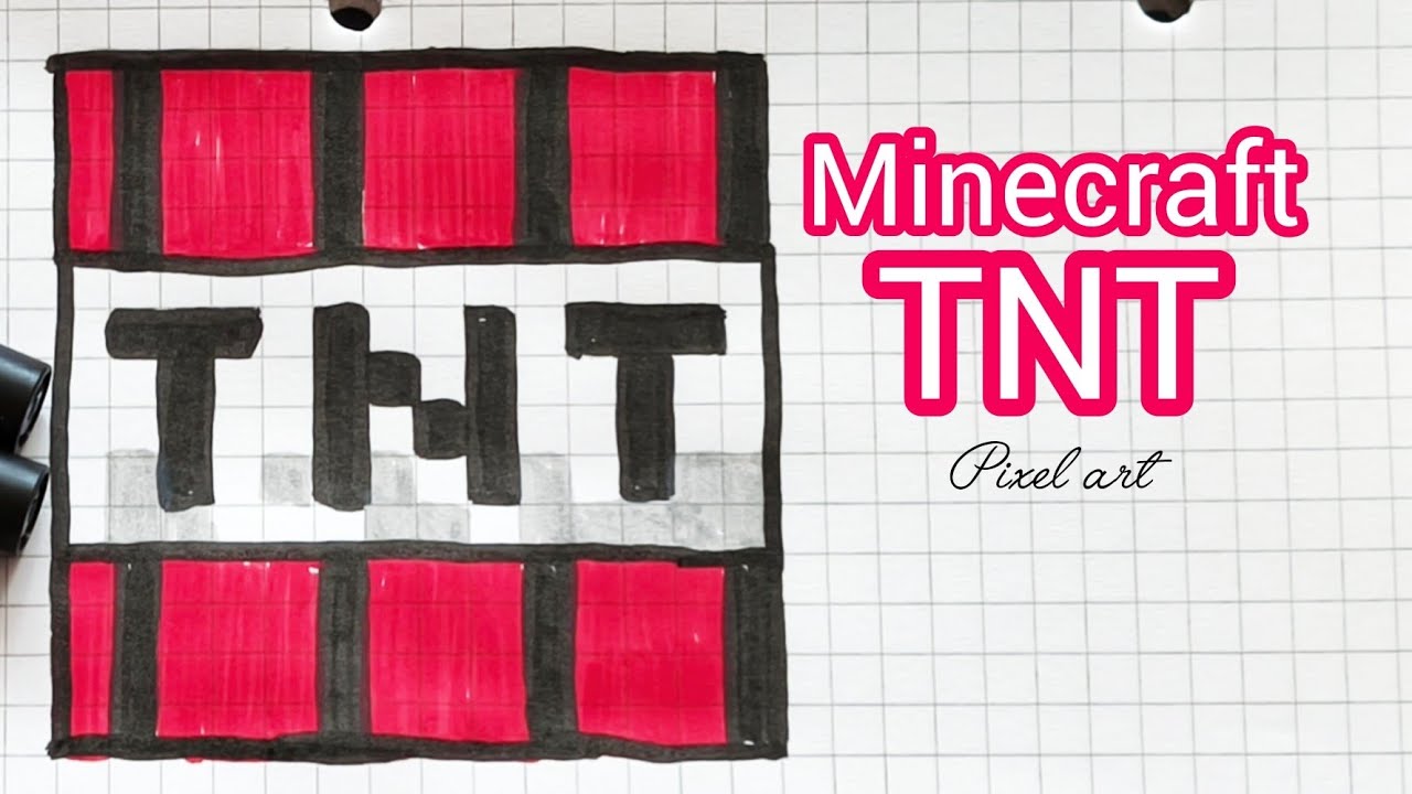 TNT з Minecraft 💥 Піксельний малюнок по клітинках. Minecraft TNT Pixel Art 💥 Easy Grid Drawing