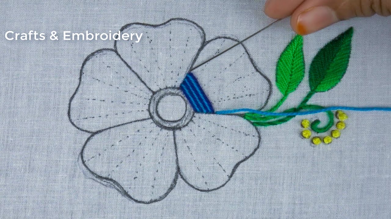 Latest Flower Hand Embroidery - Fantacy Flower Design for Beginner - Puntada De Flor - Flower Stitch