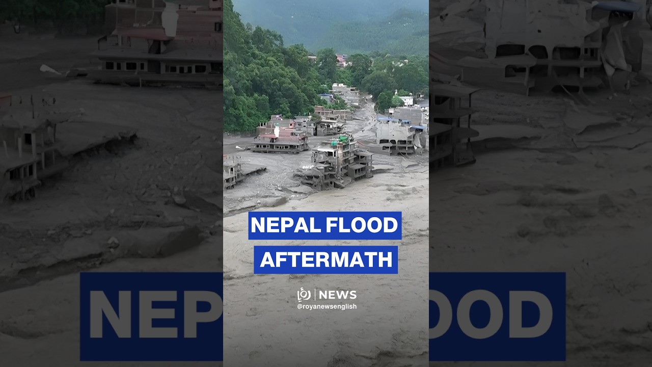 Aerial images show Nuwakot town buried in mud after deadly floods