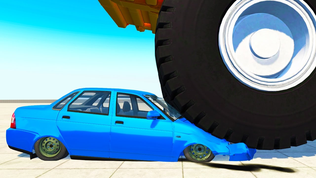 БЕЛАЗ СЛУЧАЙНО НАЕХАЛ НА ЛАДУ ПРИОРУ - BEAMNG DRIVE