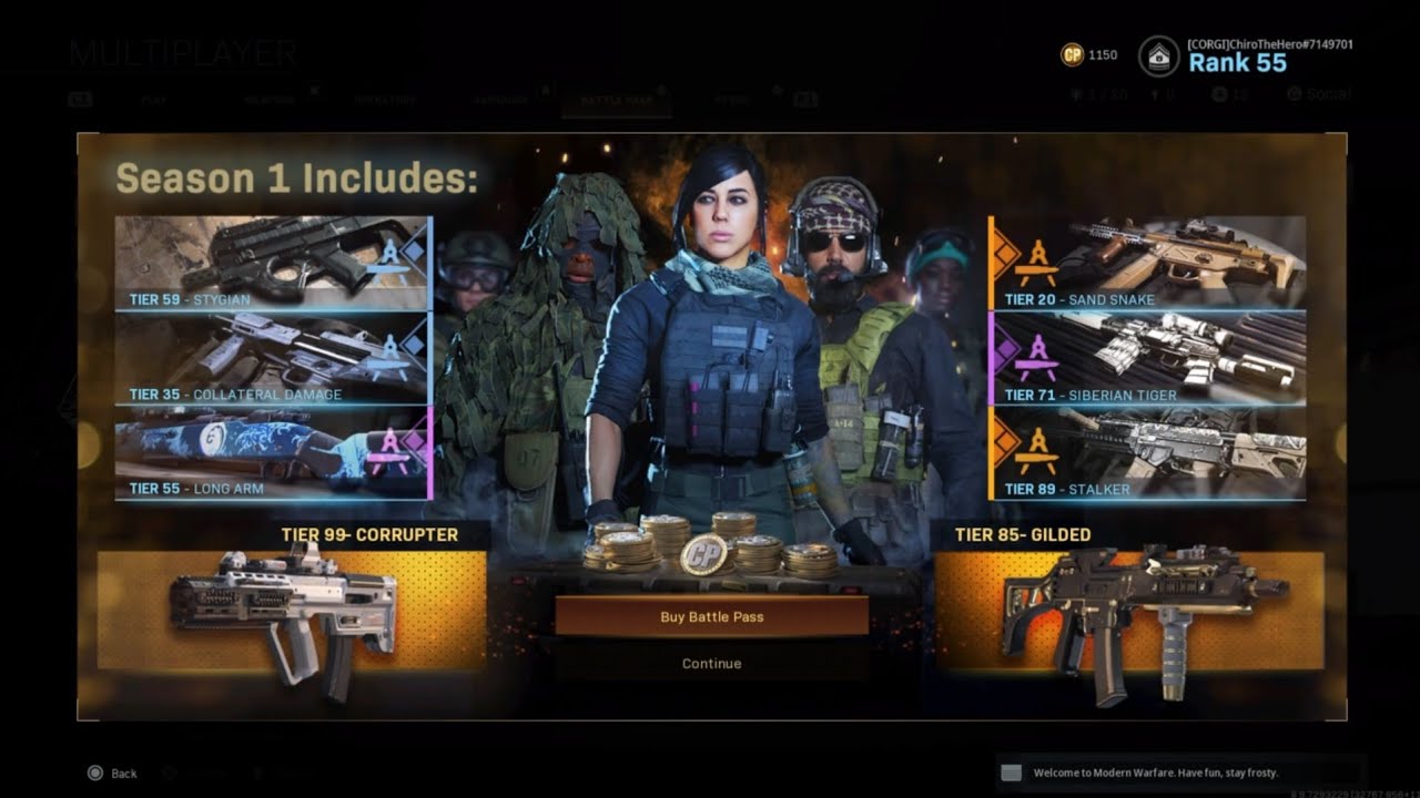 Call of Duty:Modern Warfare Season 1 Battlepass showcase
