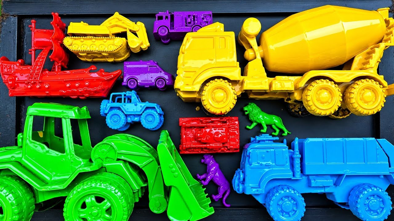Membersihkan mainan mobil mobilan, mobil monster, kereta,pesawat terbang, truk tangki dan kapal laut