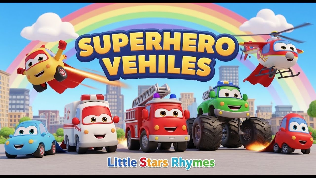 Superhero Vehicles Cars Trucks and Planes Saving the Day | @LittleStarRhymes375 & Nursery Rhymes