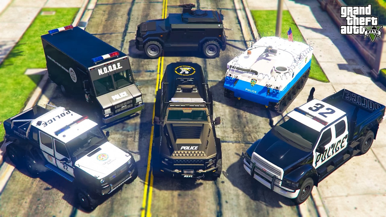 GTA 5 - Franklin Steal HEAVY LSPD Police Department Vehicles in GTA V! | (GTA V Roleplay)