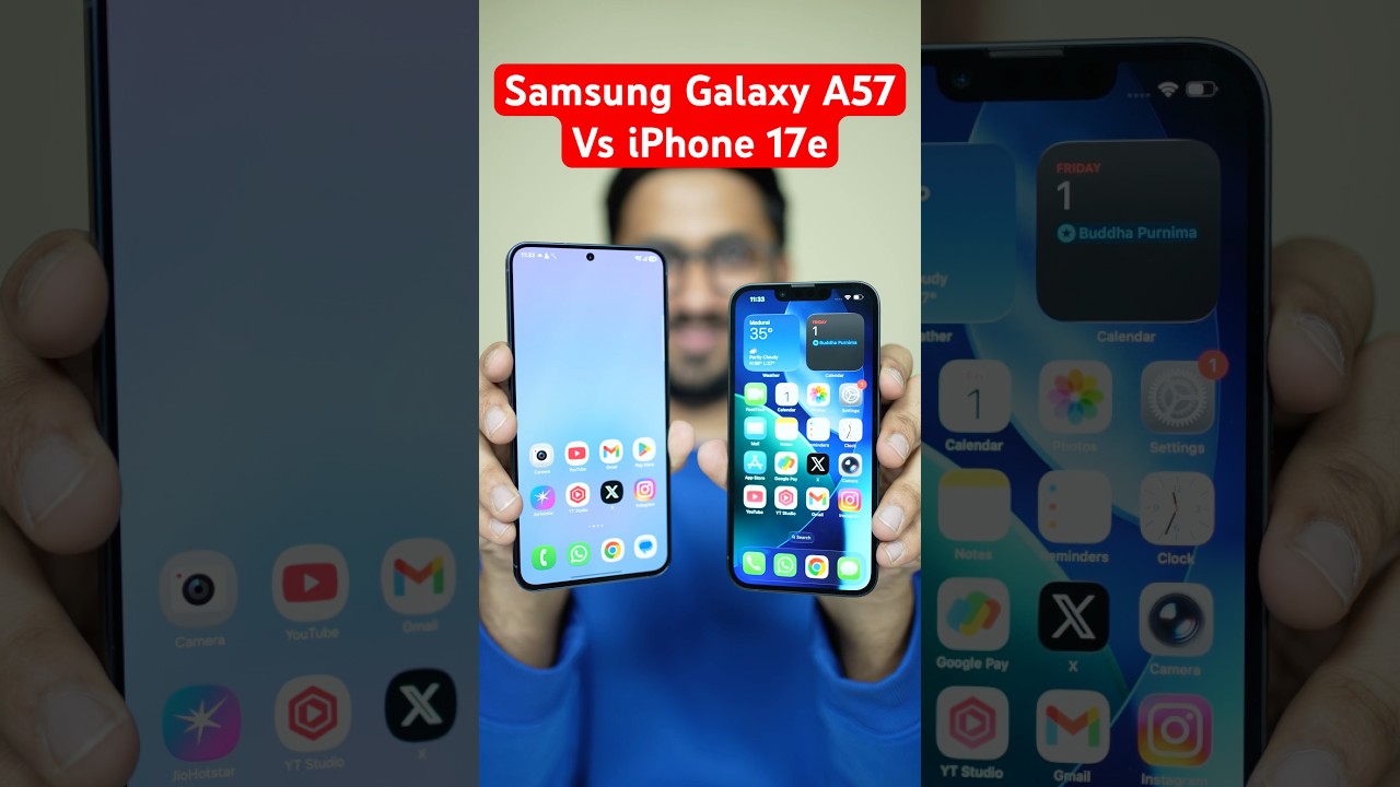 Samsung Vs Apple😳 Samsung Galaxy A57 Vs iPhone 17e🔥 Rendula ena difference?