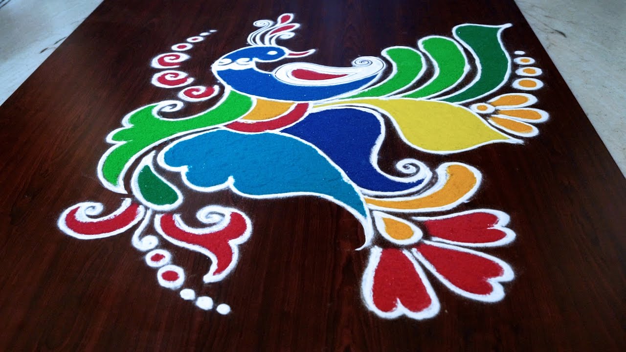 peacock rangoli designs || peacock rangoli kolam || peacock kolam || rangoli peacock