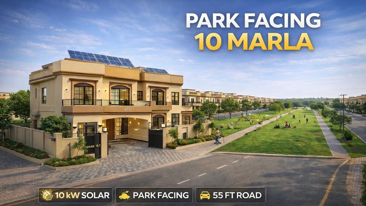 10 Marla Park Facing Luxury House Tour | 6 Bed | Double Unit | Solar | Bahria Town Phase 8