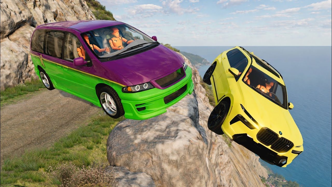 Realistic Car Cliff Drops | 😱 BeamNG.drive Crashes #25
