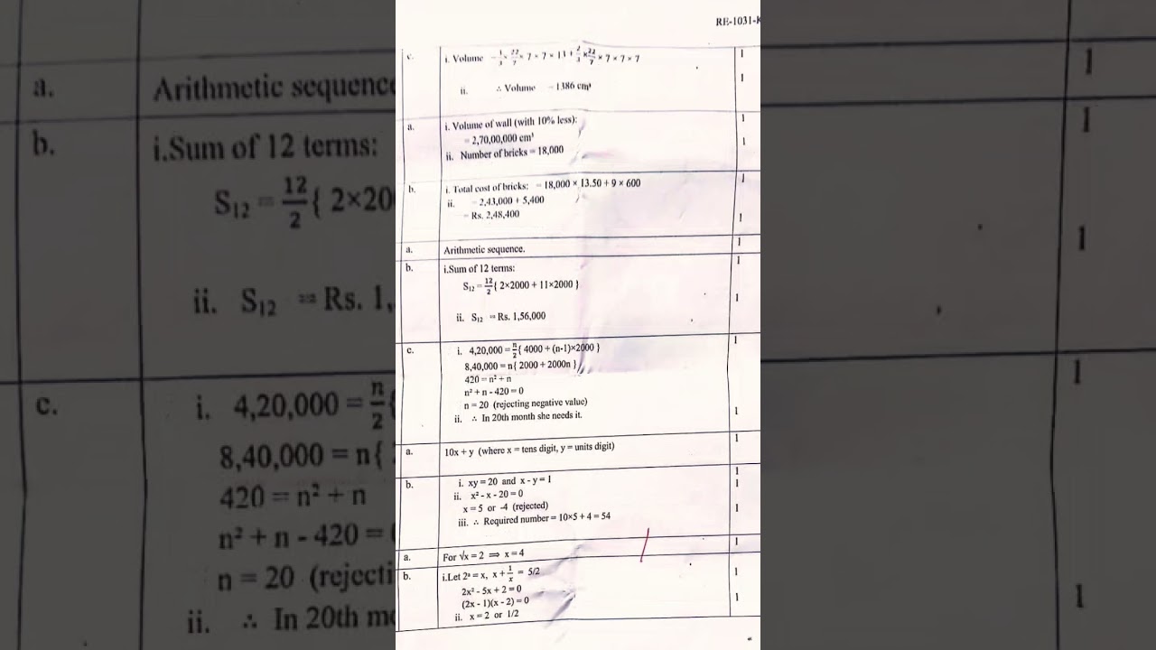 Class-10 SEE(2083) Math paper answer scheme