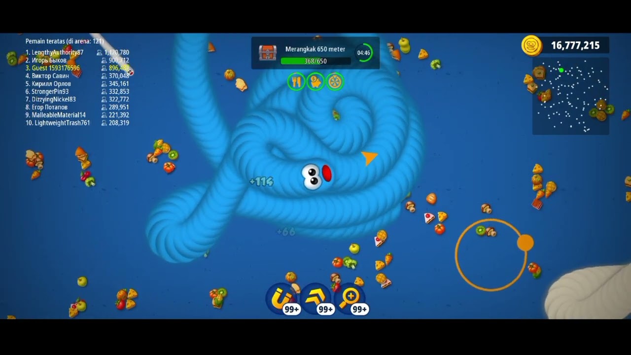 Worms Zone io - Creepy dragon-headed cyan colored worm
