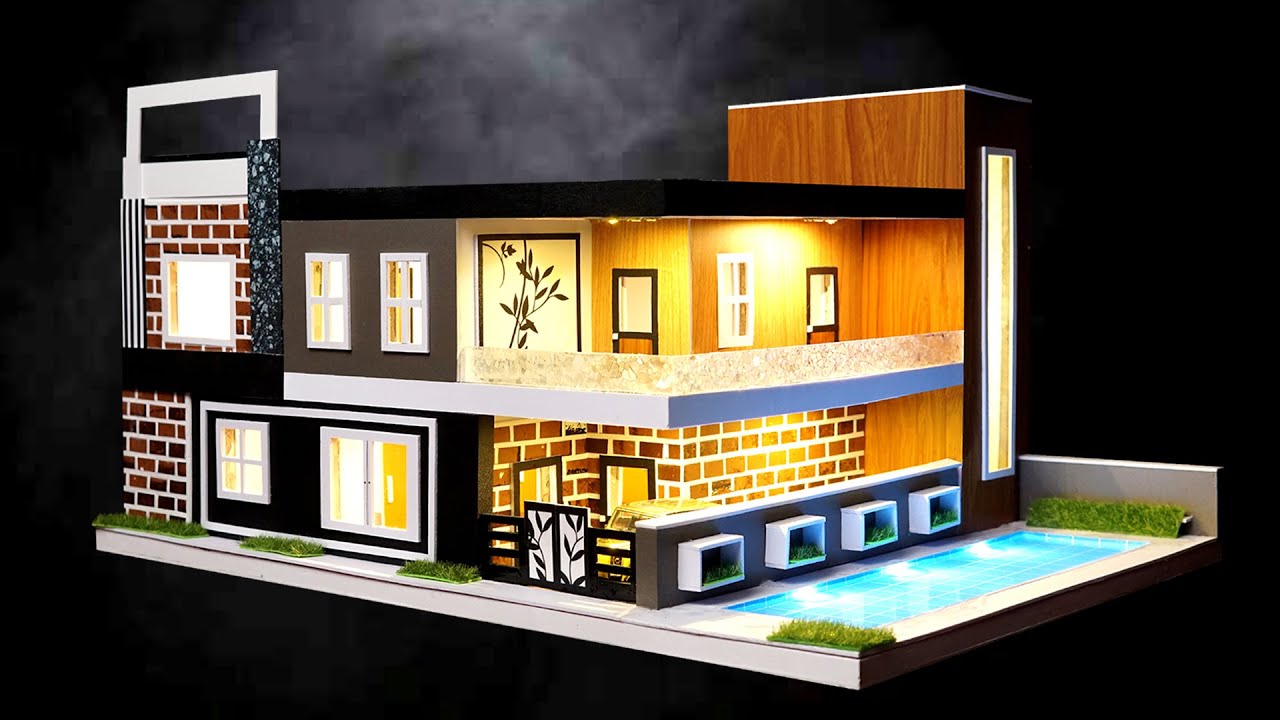 How to make a simple two story house with swimming pool