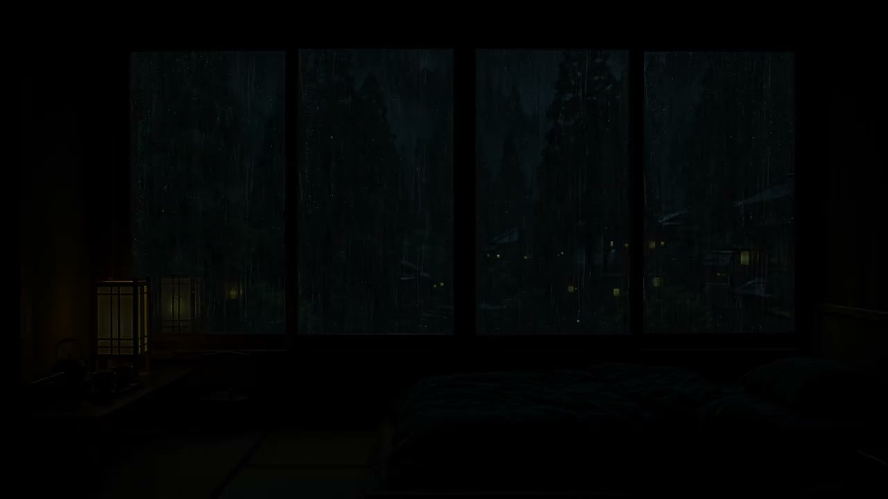 Peaceful Forest Cabin Rain Sounds 🌧 (No Ads) | Dark Bedroom for Deep Sleep, Stress Relief, Focus
