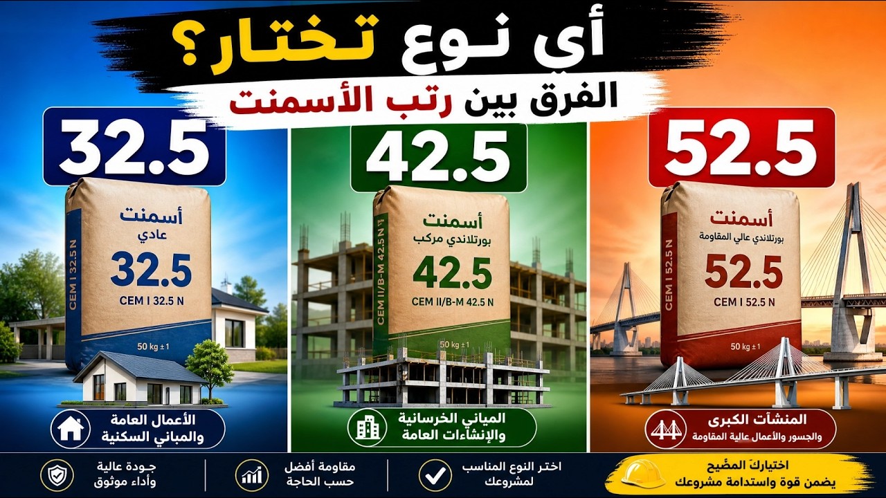 رتبة الاسمنت - الفرق بين أسمنت التشطيب والصبه - اسمنت التشطيبات - انواع الاسمنت واستخداماته
