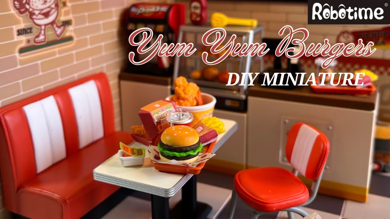 DIY Miniature set: Yum Yum Burgers 🍔🍟🍗 [Rolife] ร้านไก่ทอดเบอร์เกอร์จิ๋ว!