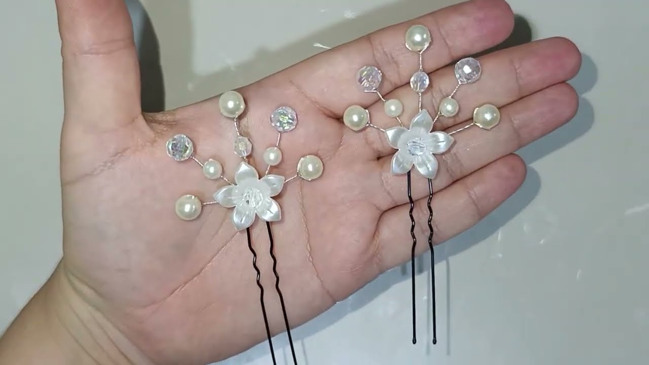 DIY Beautiful Pearl Hair Pin 🌸 Easy Handmade Hair Accessory Tutorial | Beaded Flower Hair Clip
