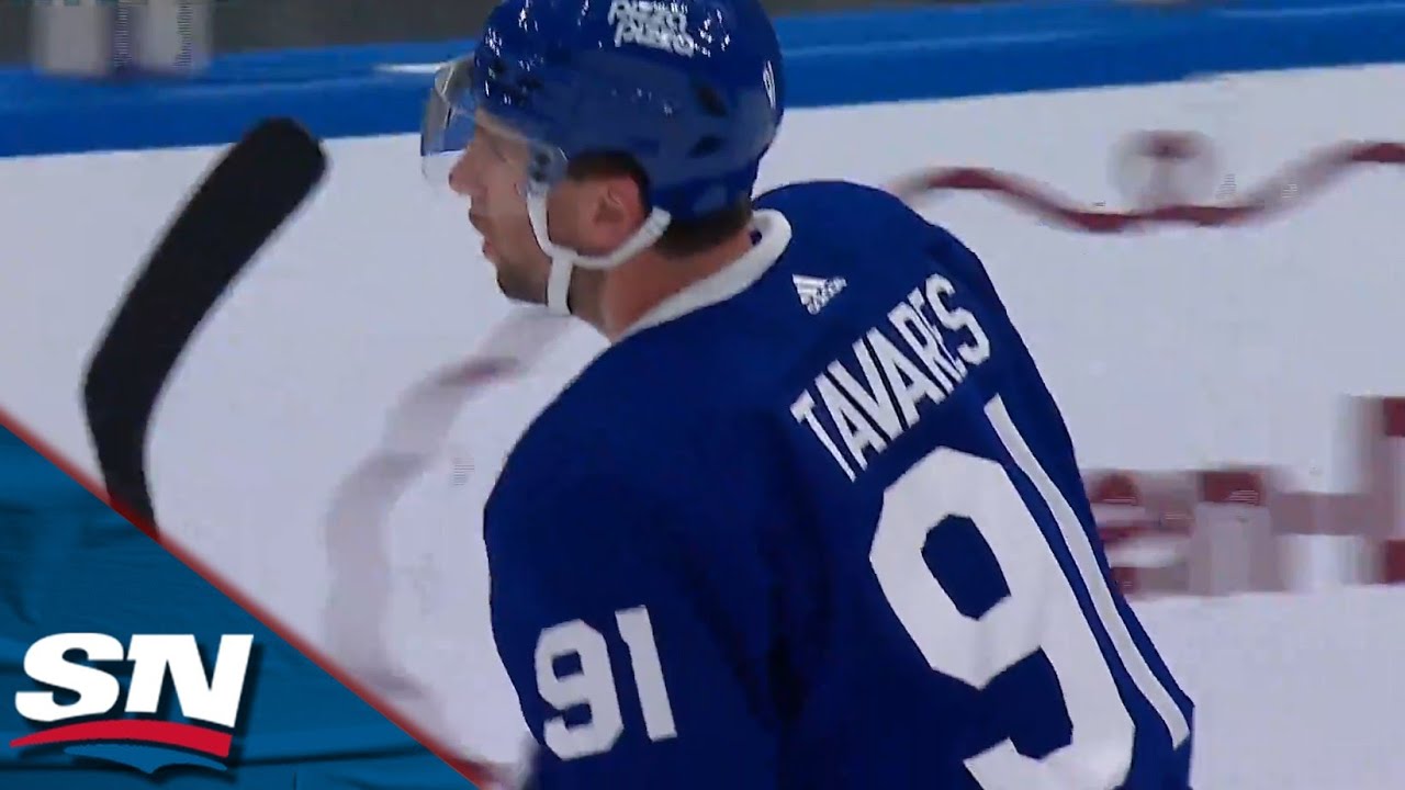 Maple Leafs' John Tavares Blasts One-Timer Goal Off Backhand Dish From William Nylander
