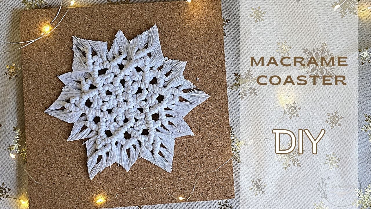 Makramee tassialus/DIY Macrame Coaster Tutorial/Macrame Snowflake coaster