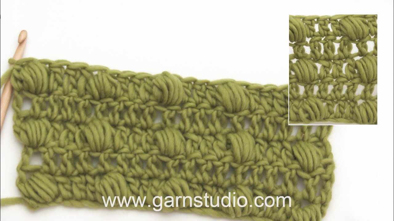 How to crochet rows with puff stitches and 3 treble crochets between.