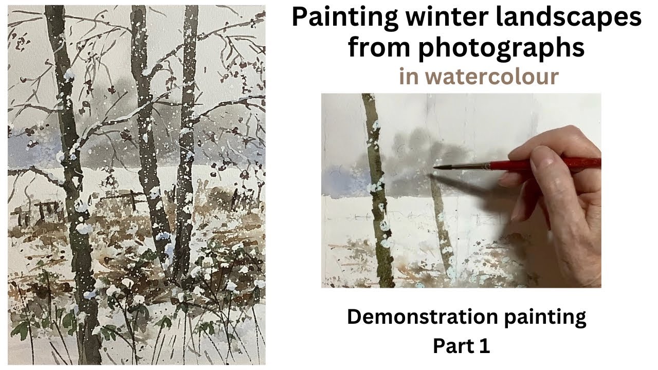 Painting winter landscapes from photographs in watercolour : demonstration Part 1