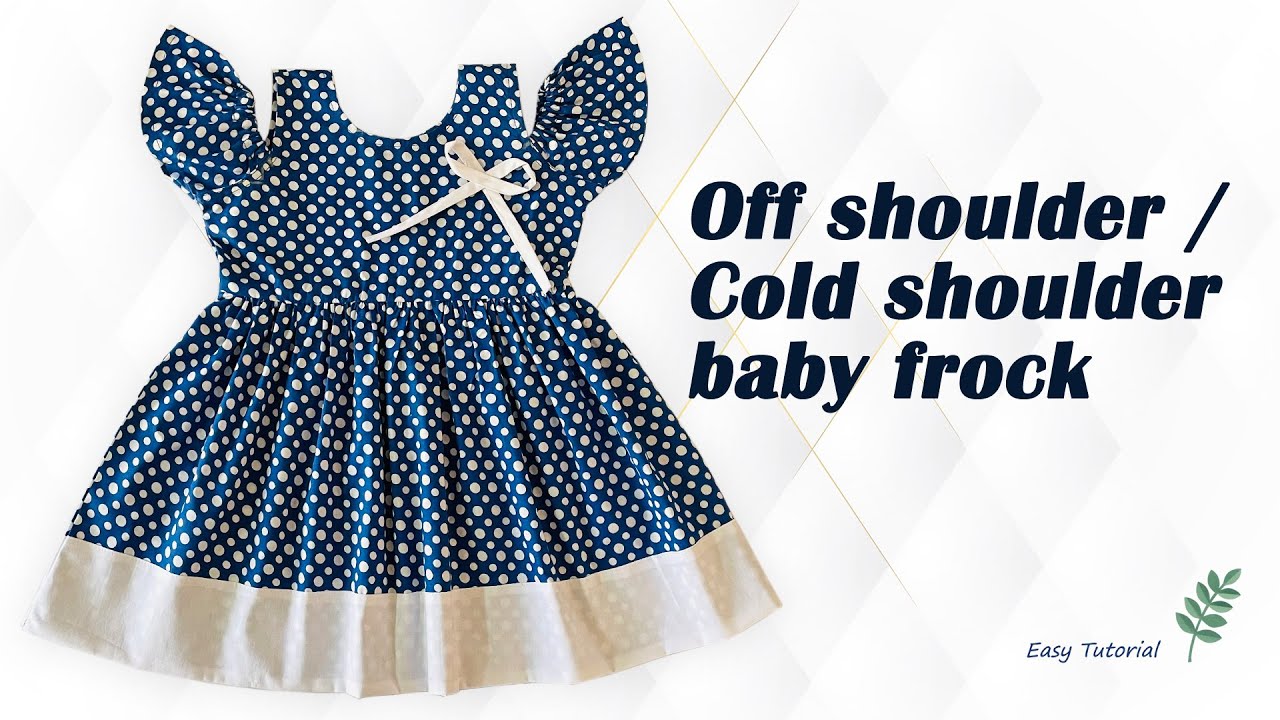 Off Shoulder Baby Frock Cutting and Stitching, Cold Shoulder Baby Frock Cutting
