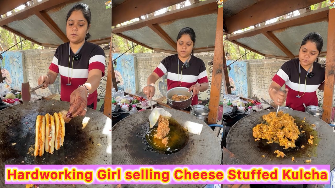 Hardworking Girl selling Cheese Stuffed Kulcha in Ajmer 🔥🔥 Taste Dekh Ke Mooh Mein Paani Aa Jaye 😍🤩