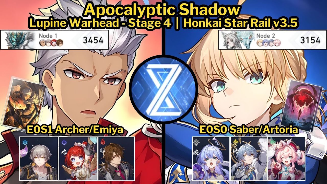 Apocalyptic Shadow Stage 4 E0S1 Archer No Sparkle and E0S0 Saber Full Stars | Honkai Star Rail v3.5