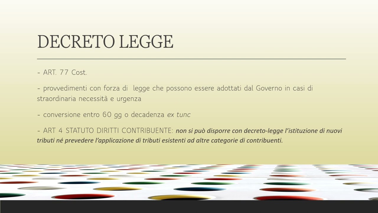 IL DIRITTO TRIBUTARIO E LE SUE FONTI