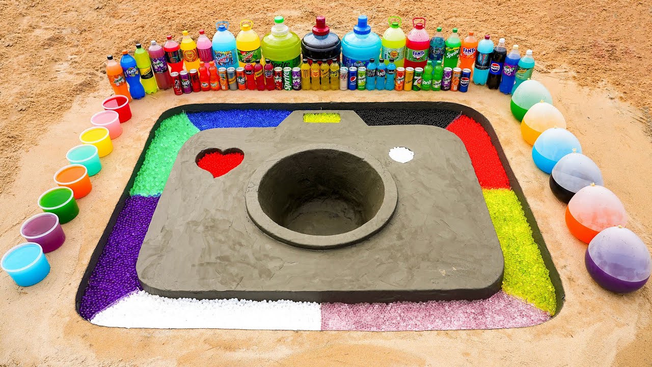 How to make a Camera with Cement, Rainbow Orbeez, Big Sprite, Fanta, Coca-Cola vs Mentos and Soda