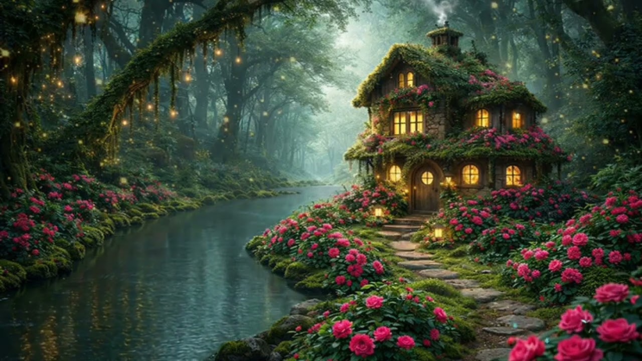 Peaceful Rose Cottage by the River | Nature Sound Therapy for Relaxation