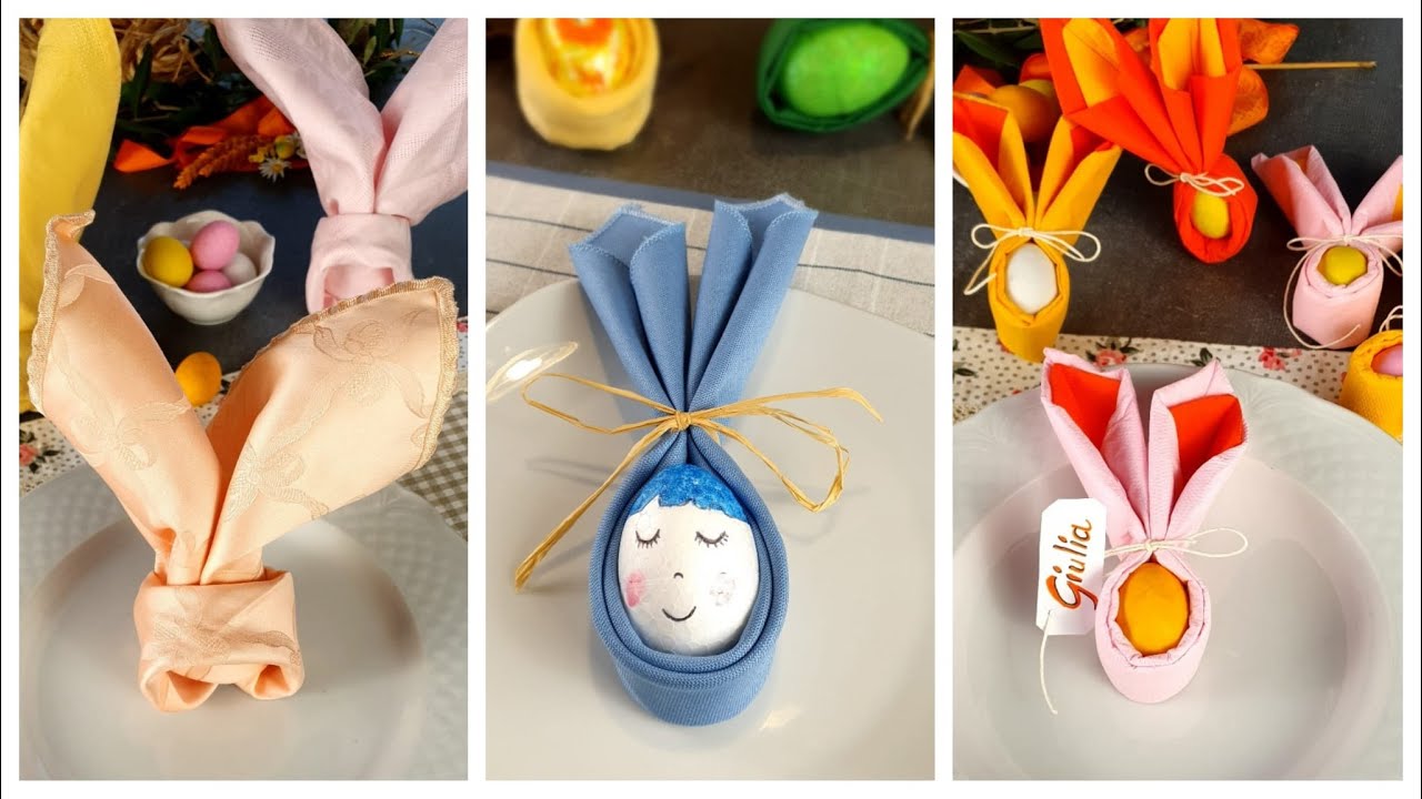 3 IDEE per piegare i tovaglioli sulla tavola di PASQUA.🐰 Come piegare il tovagliolo a coniglietto