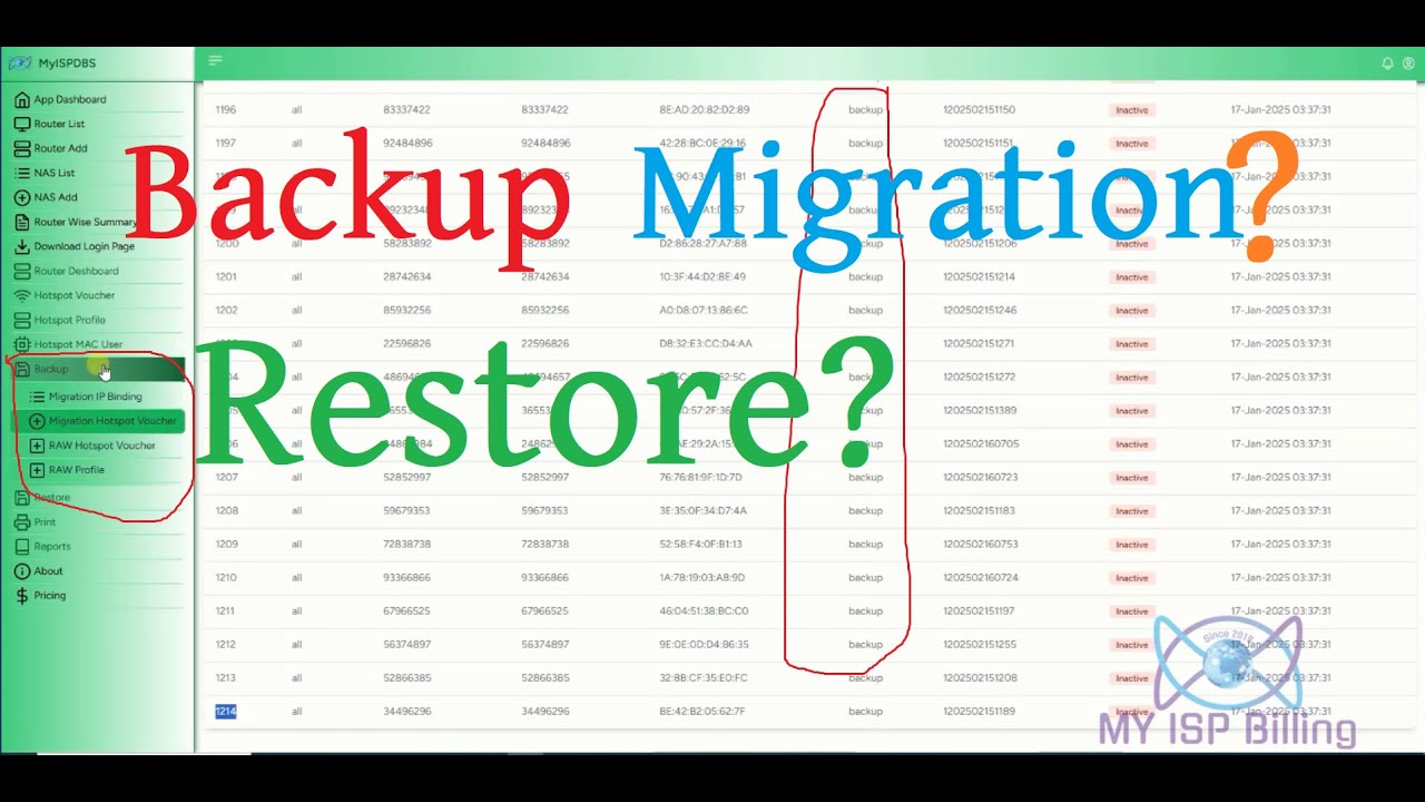 Part 04:MYISPDBS Migration from Mikhmon and RAW Backup for Mikhmon and Restore