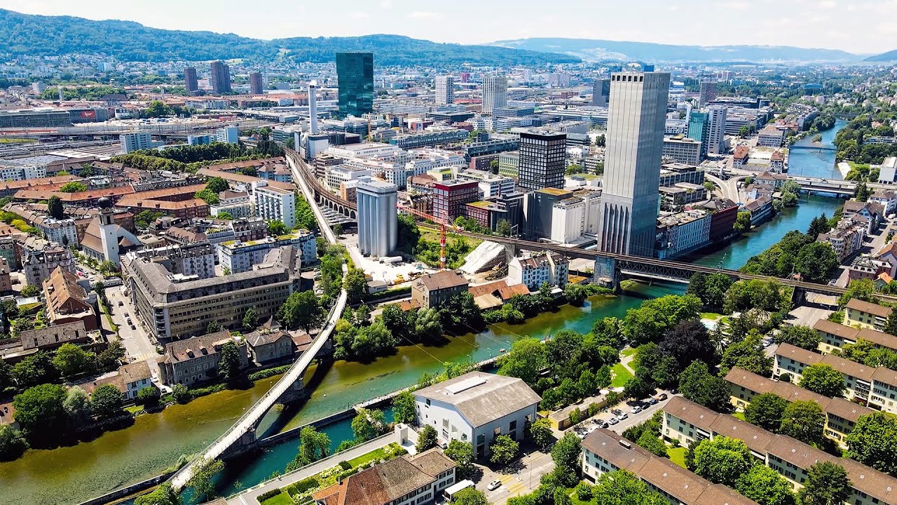 Drone Views of Switzerland in 4k: Zurich - Zürich West & Wipkingen