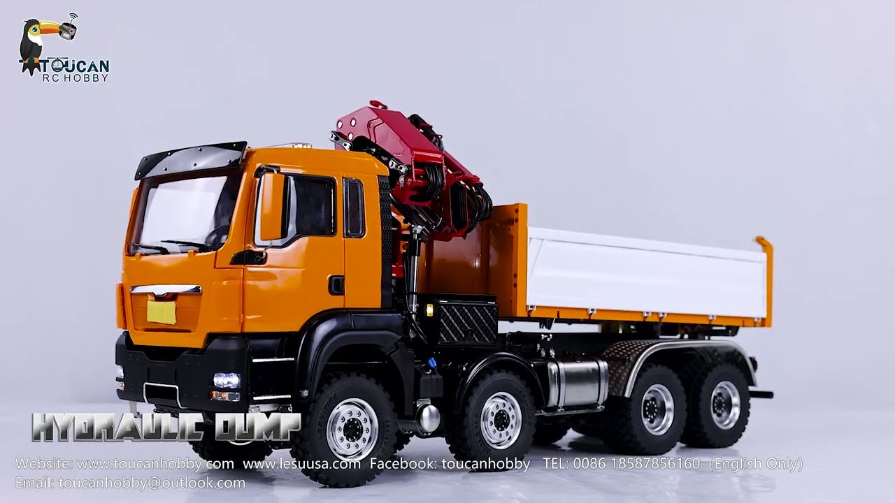 LESU 1/14 8X8 RC Hydraulic Dump Truck With 3-way crane dump! Right now it is on the best price!