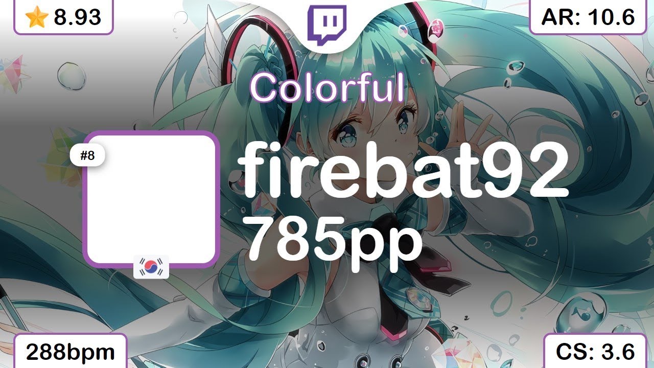 [Live] firebat92 | HAG - Colorful [Fiery's Extreme] +HDDT 98.25% {785pp 1xSB} - osu!