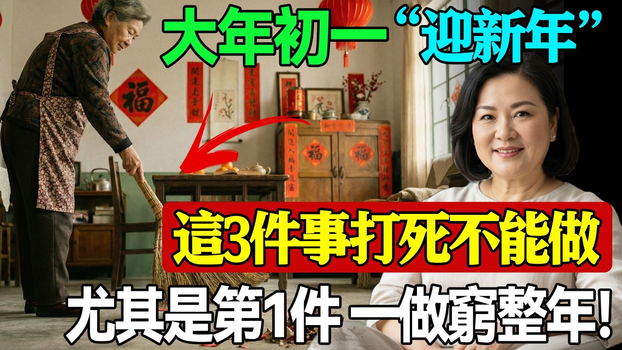 大年初一早上，這3件事 打死都不能做！尤其是第1件，一做窮整年！阿嬤教你「開門三件事」，財神爺才會進家門！#2026年新年 #大年初一禁忌 #過年習俗