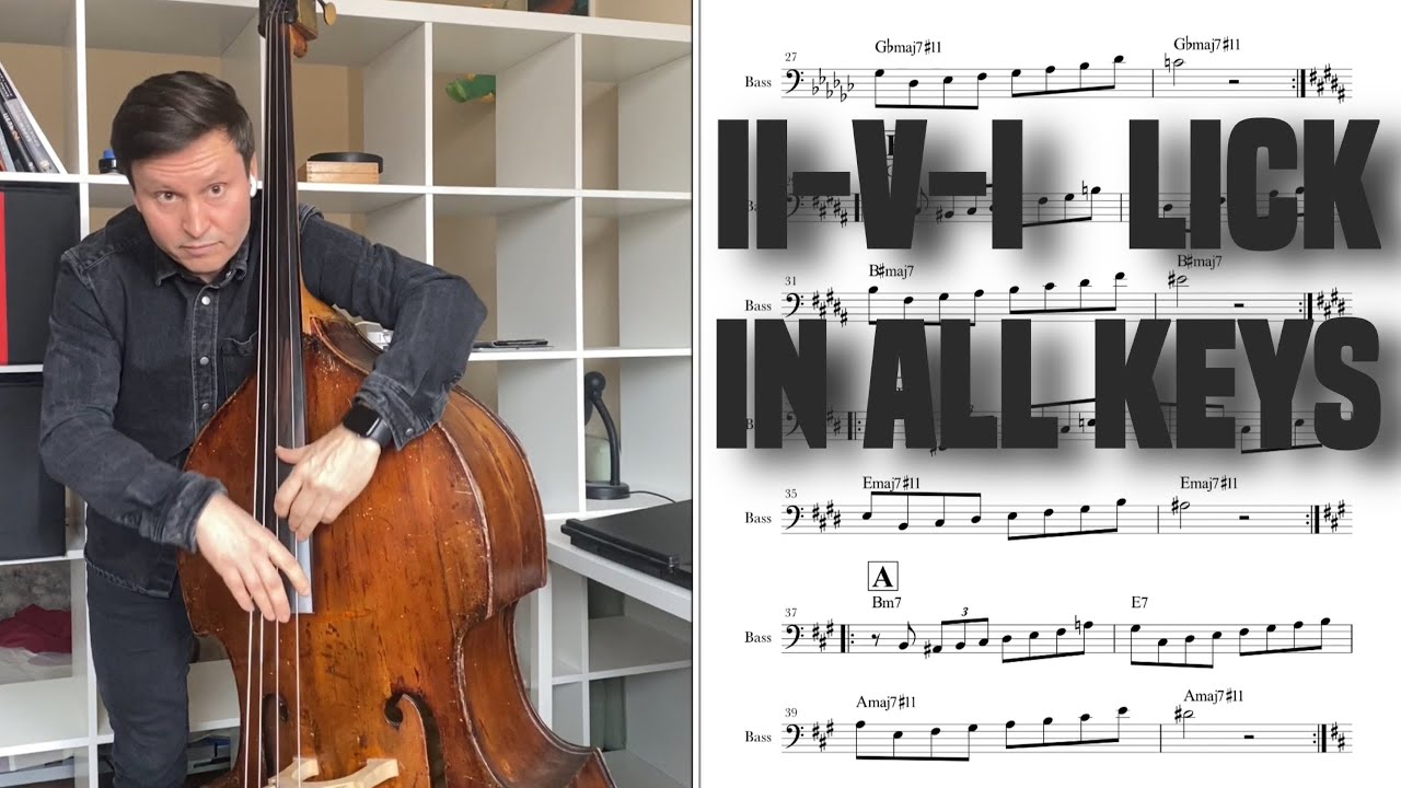 II-V-I Phrase In All Keys #jazz #bass #IIVI #lick