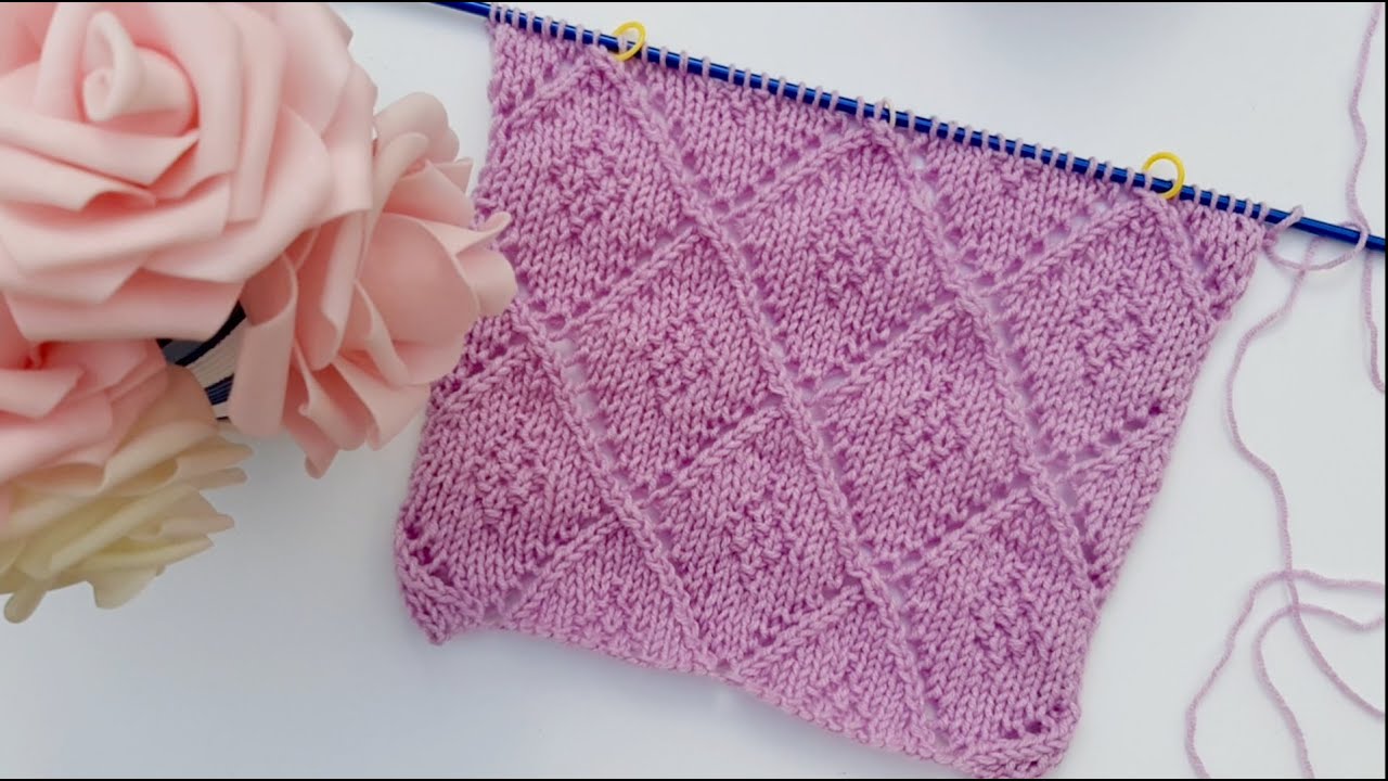 Motivo rombi traforati n° 164 / Lace rhombus knitting pattern / Rombo calado a dos agujas