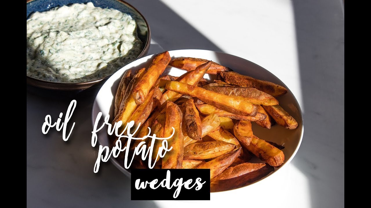 Oil Free Crispy Oven Baked Potato Wedges | VEGAN