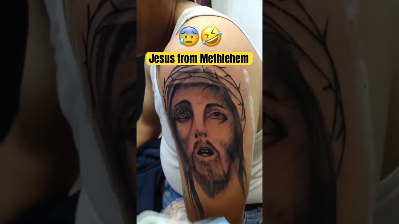 Horrible Tattoo 😰 Lord have Mercy #tattoofail #tattoos #jesus #jesustattoo #tattoofails #tattooart