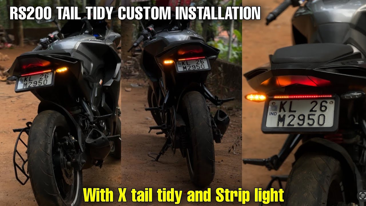 RS200 tail tidy with strip brake light| Custom installation in മലയാളം